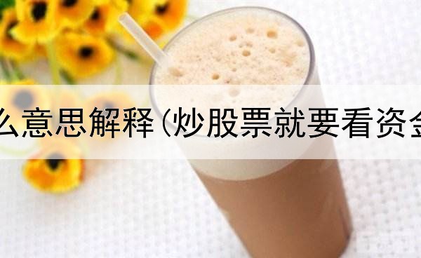  炒股是什么意思解释(炒股票就要看资金流向吗)